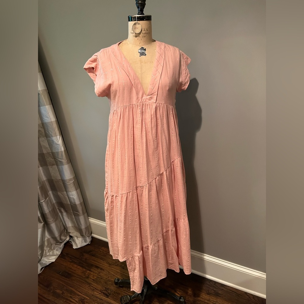 Zara peach and gold dress